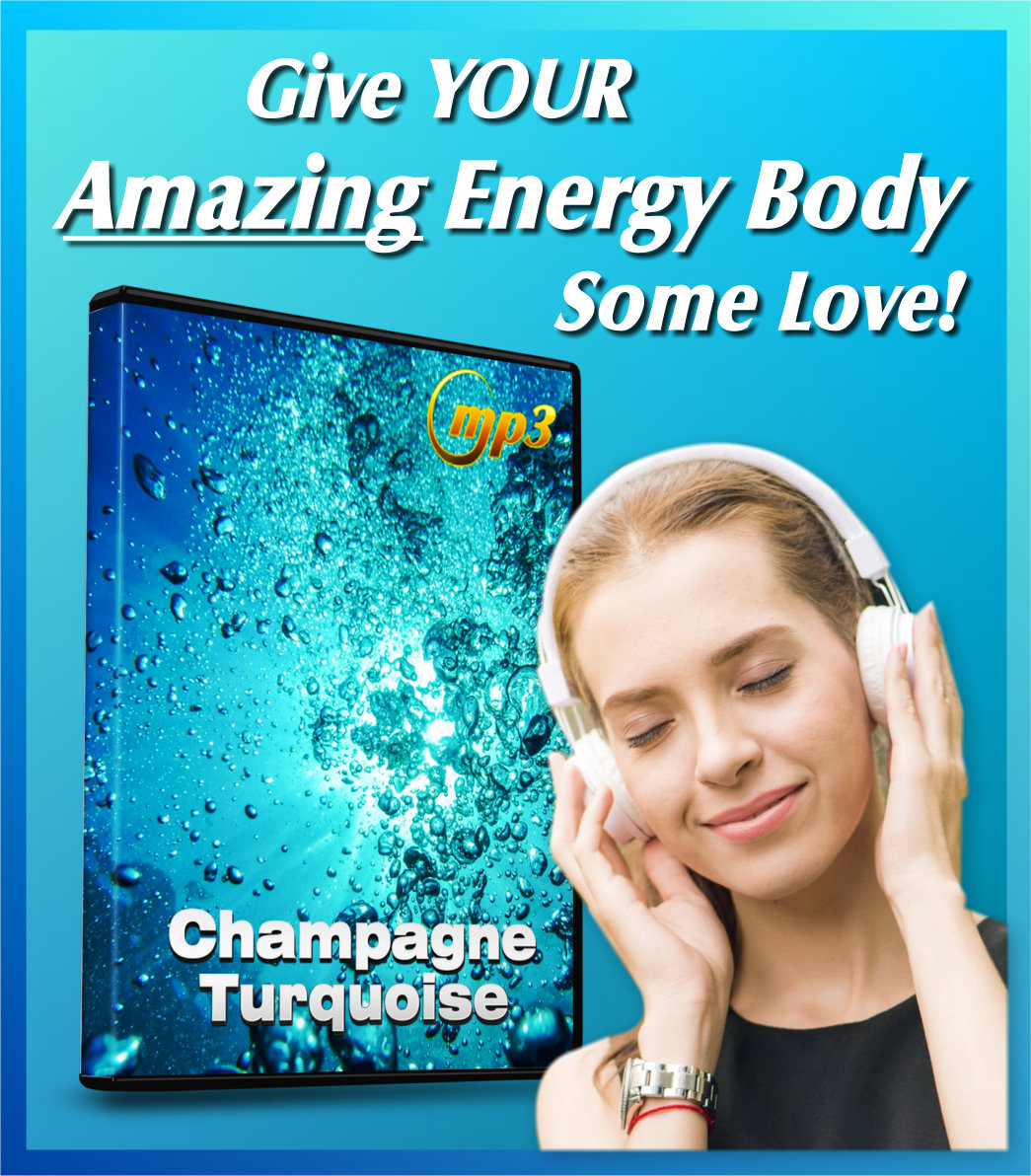 Lovely lady delightedly immersed in listening to champagne turquoise